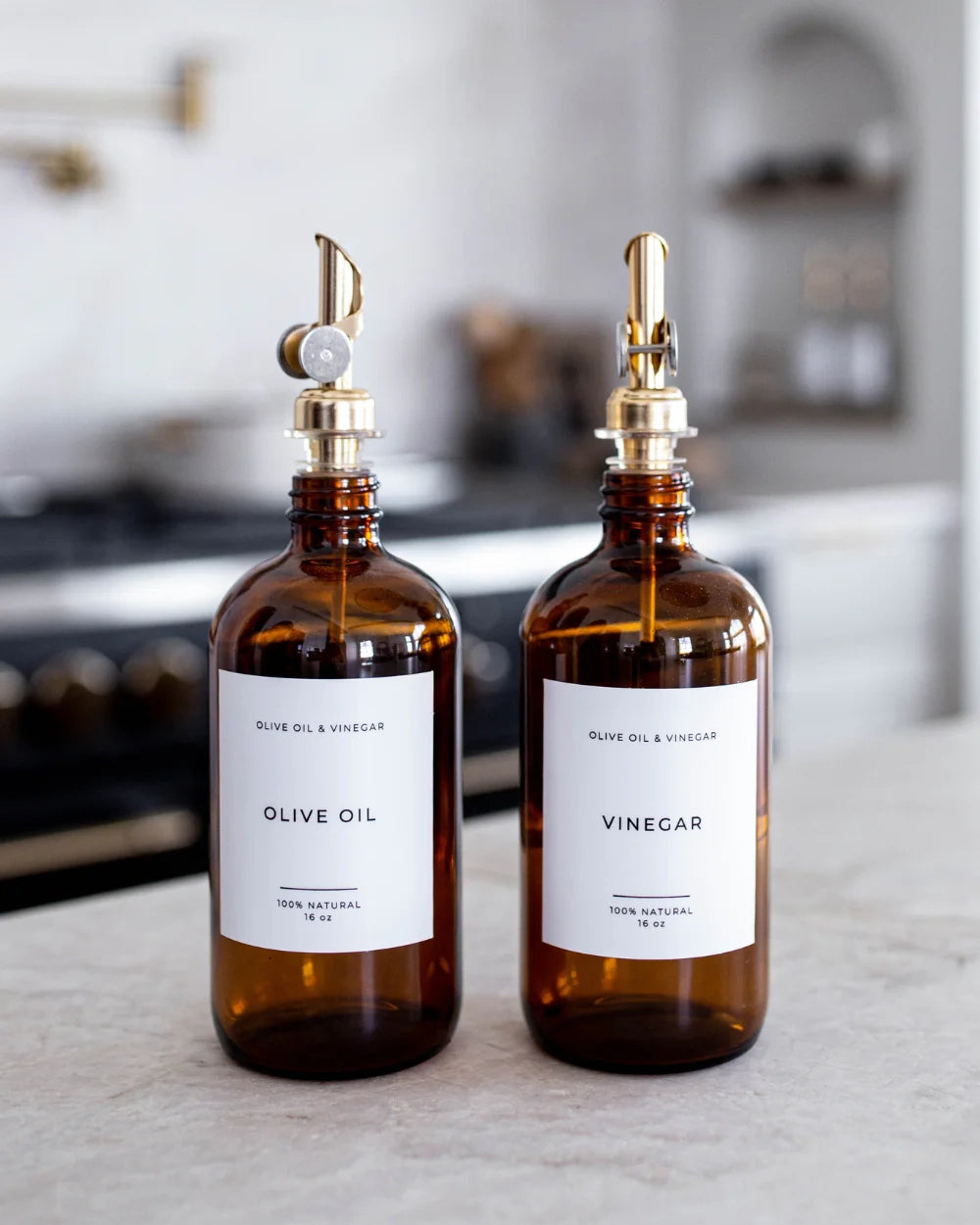 Luxe B Co Olive Oil and Vinegar Glass Amber Bottles
