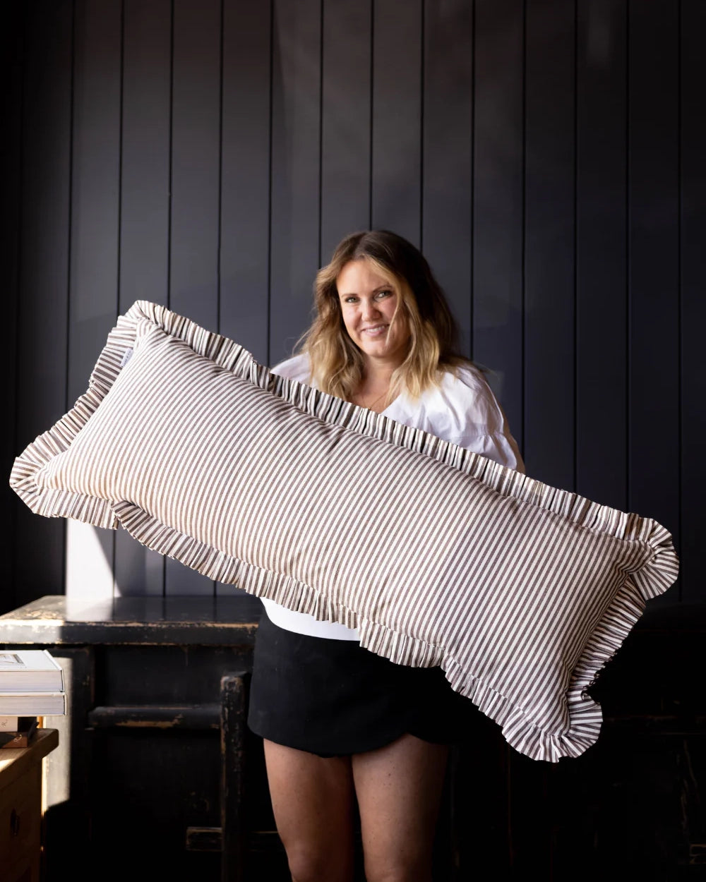 Luxe B Co Ruffle Striple Pillow Cover