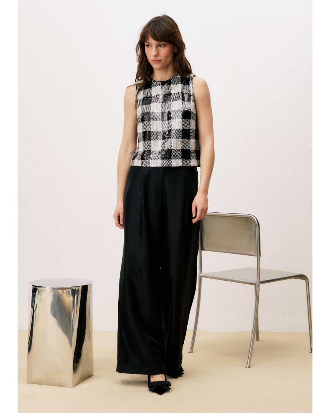 black wide leg trouser pant