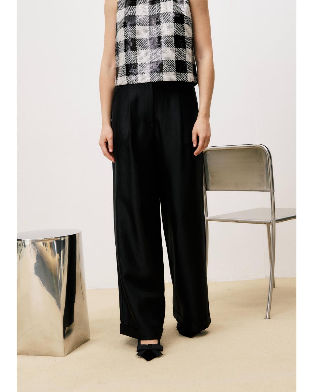 black wide leg trouser pant