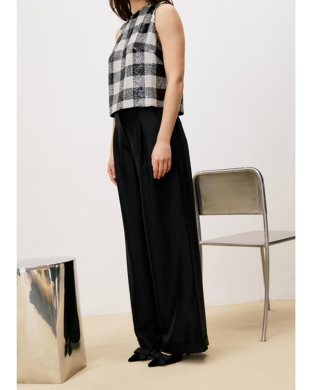 black wide leg trouser pant