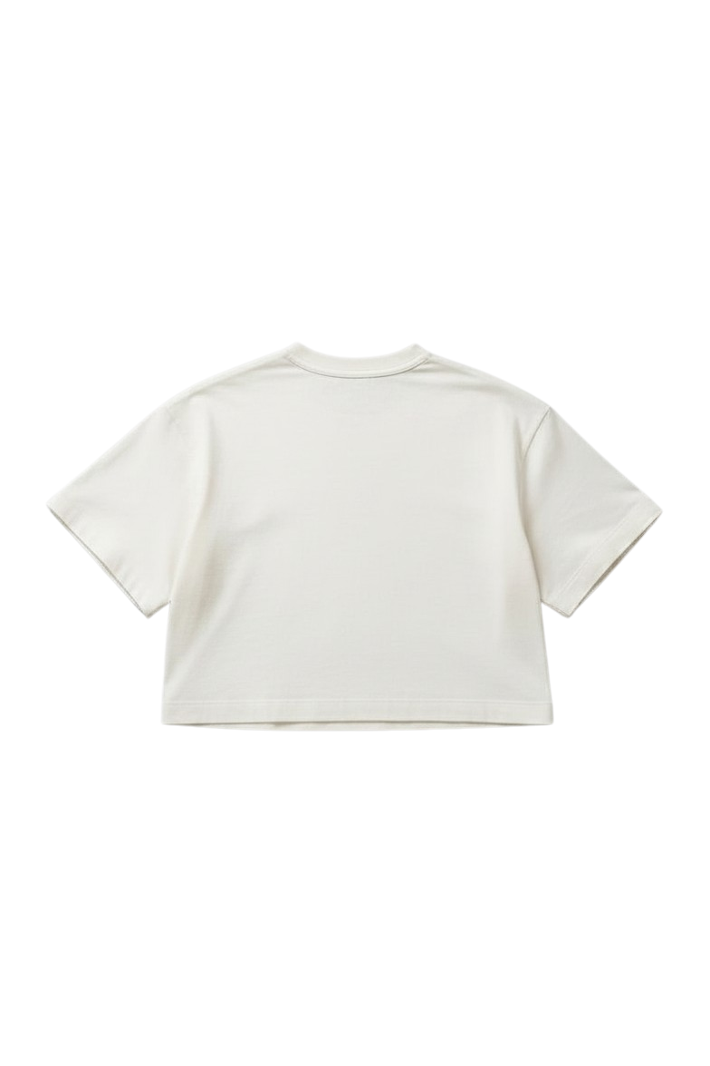 off white crop top with slit in the back