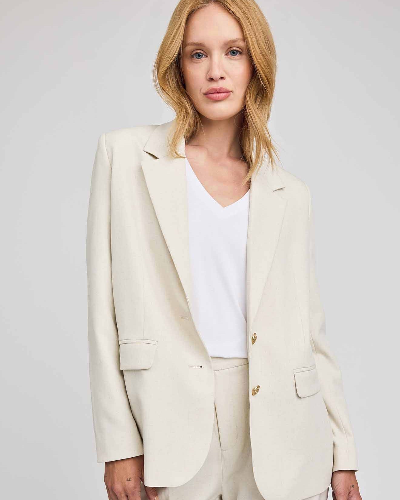 cream suiting blazer
