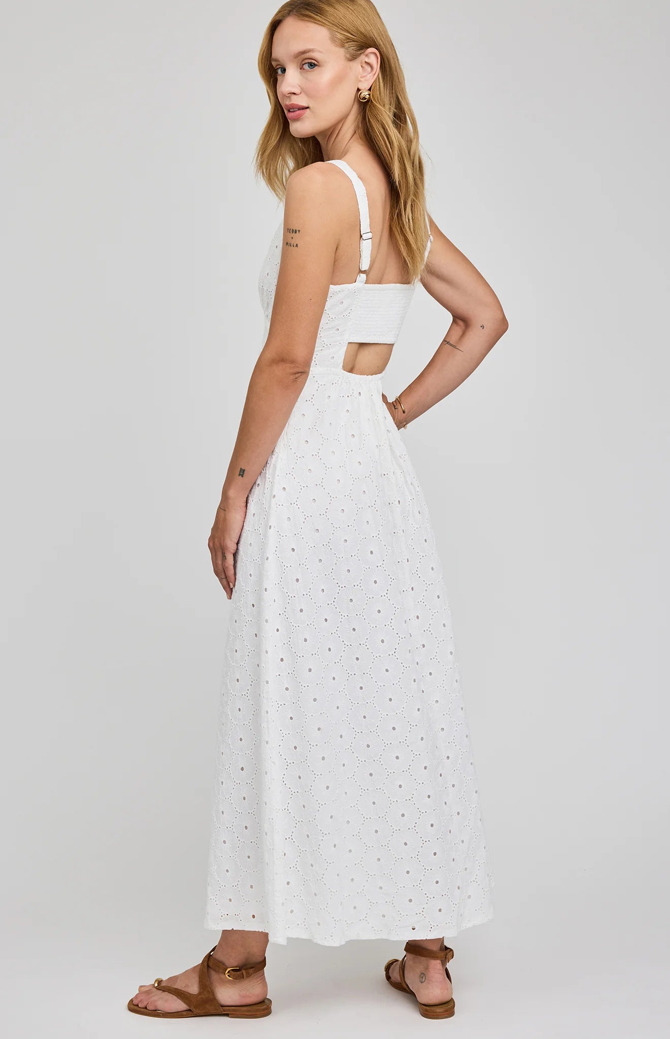 white eyelet maxi dress