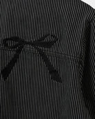 black striped jacket that ties in the front