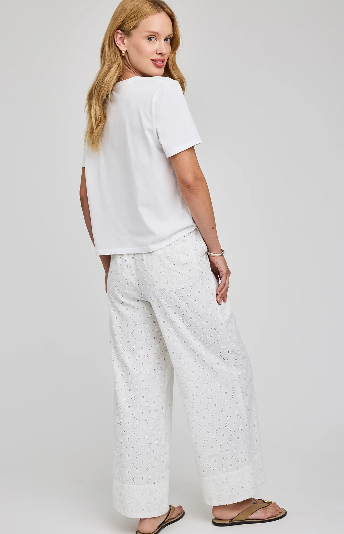 white eyelet pant