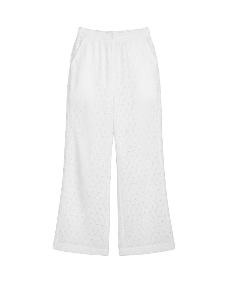 white eyelet pant