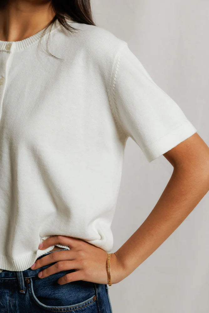 short sleeve cardigan in white