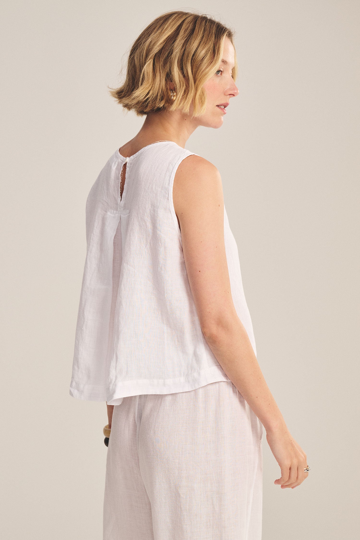 white linen tank top