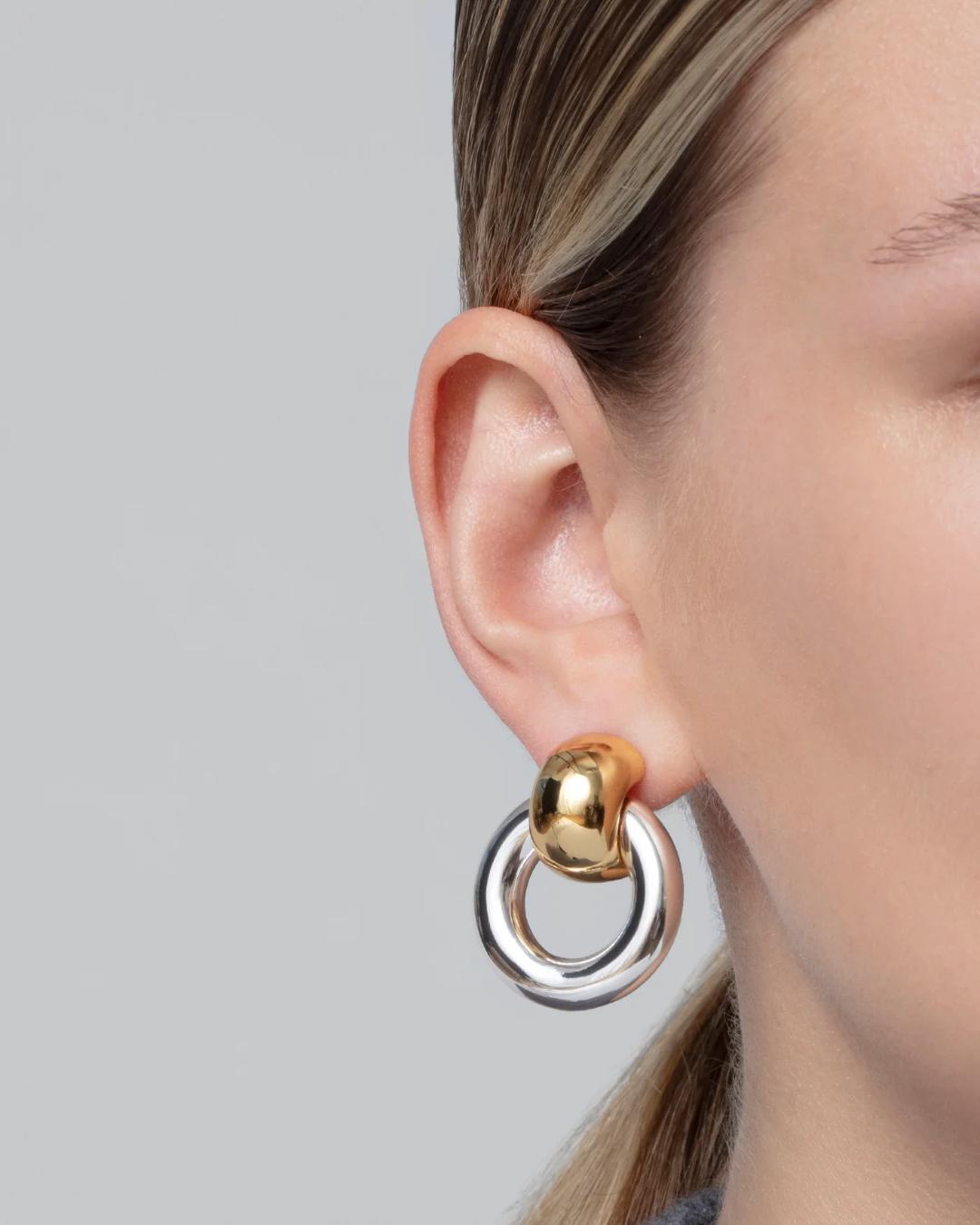 statement two toned earrings