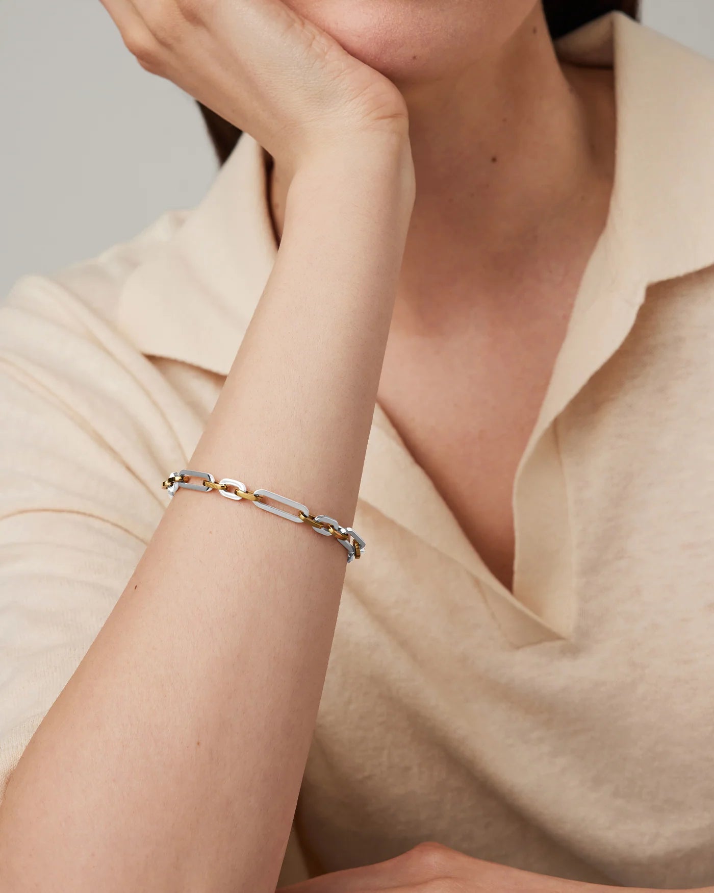 two tone chain link bracelet