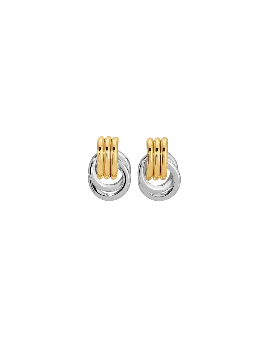 tow toned mini knot earrings