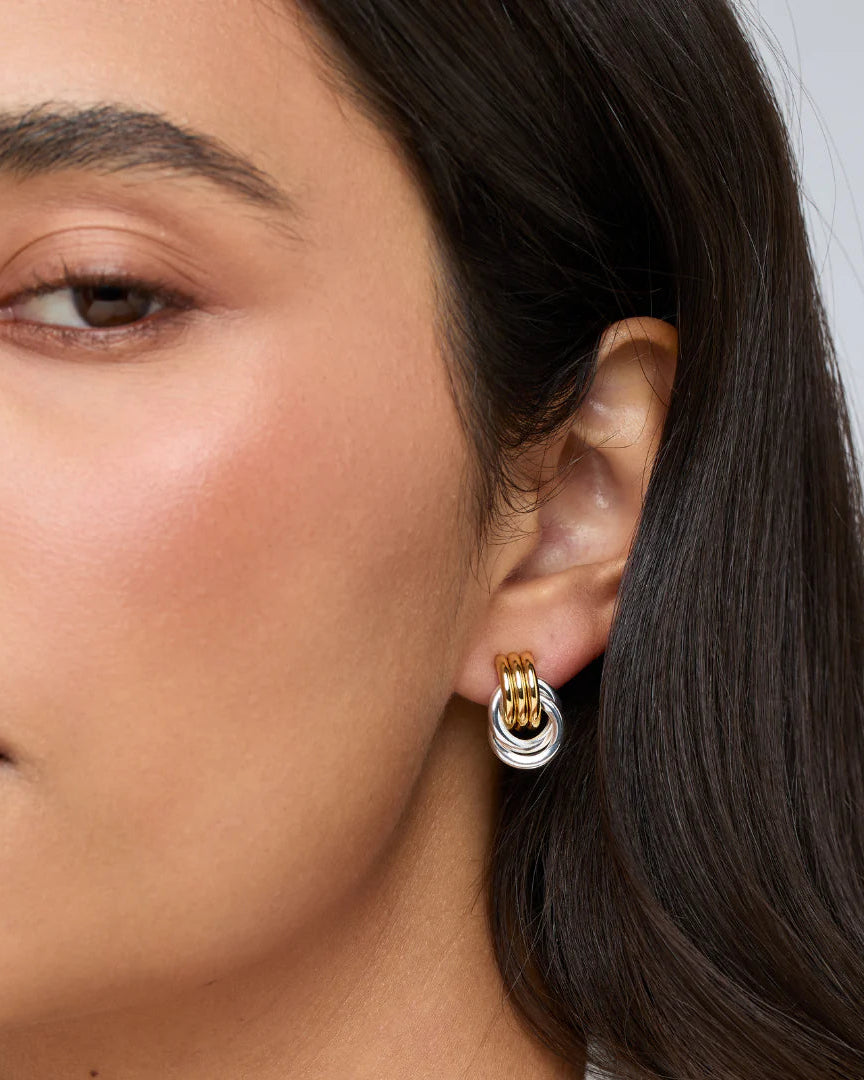 tow toned mini knot earrings