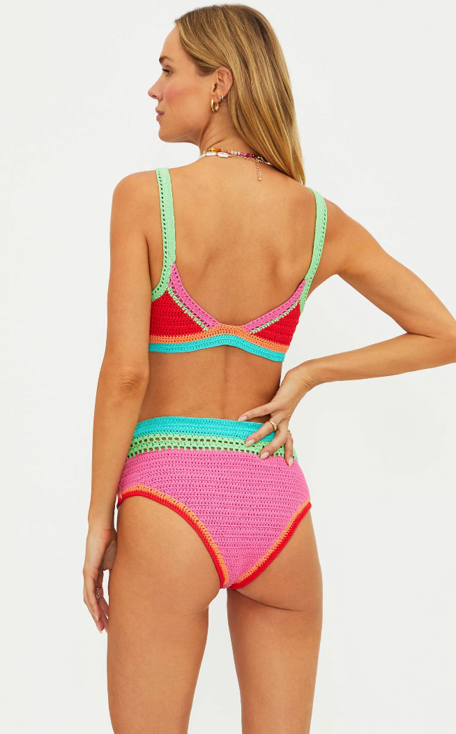 crochet bikini top in multi colours