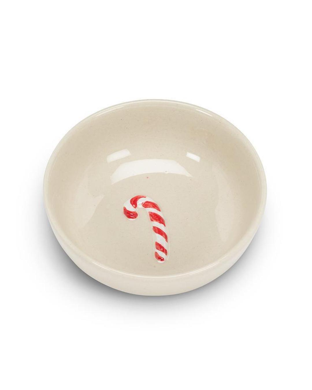 mini bowl with a candy cane in the bottom