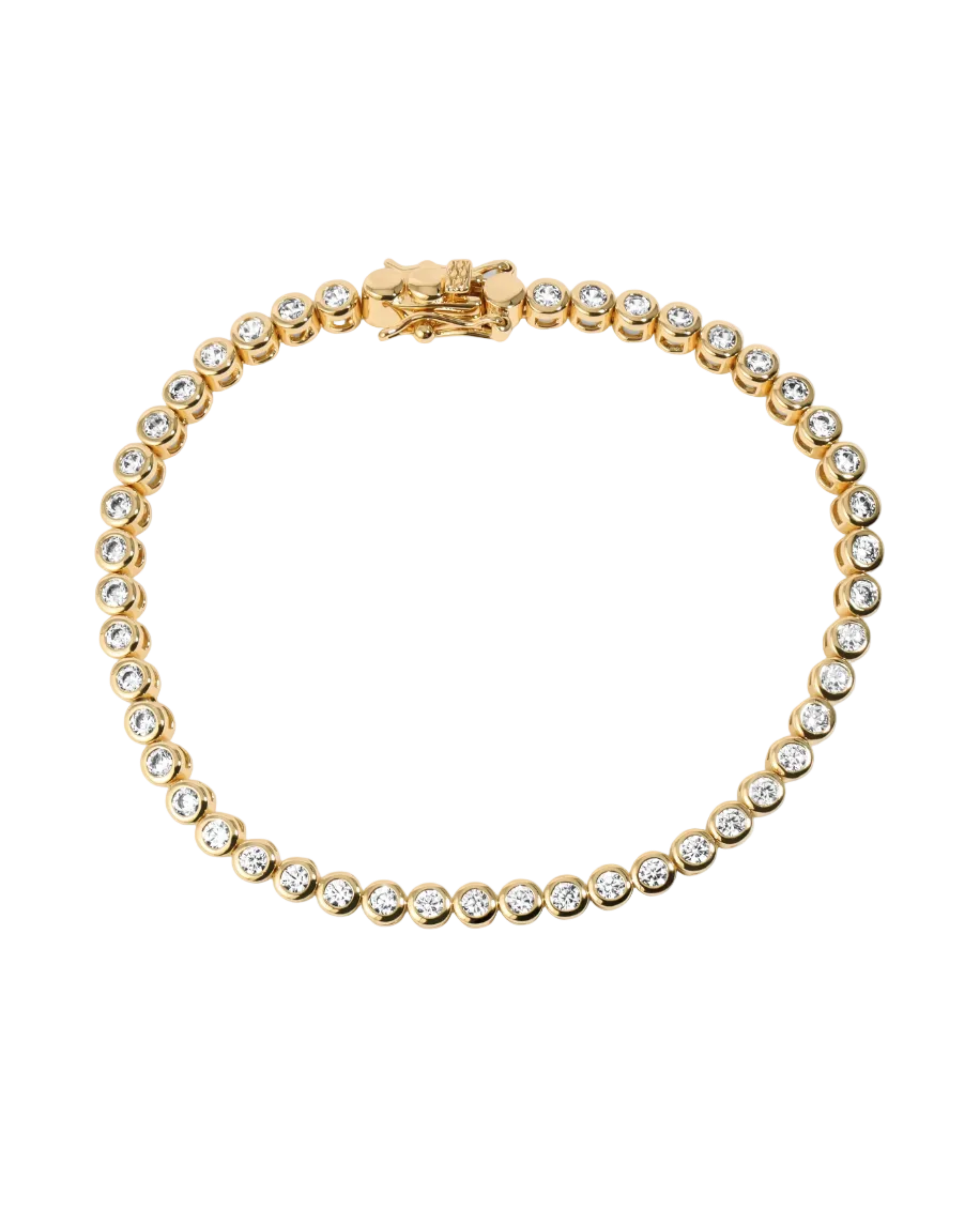 gold round diamond tennis bracelet