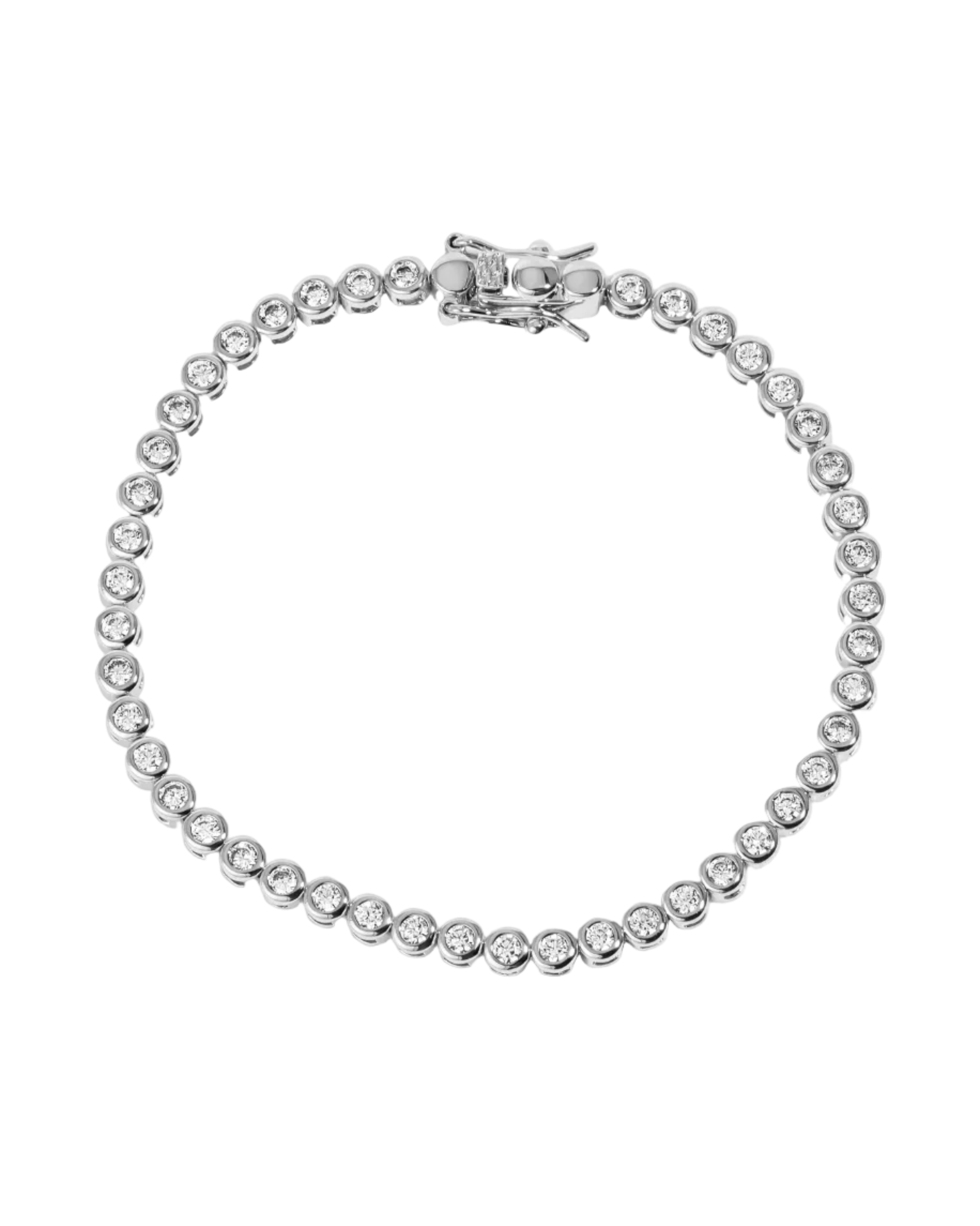 silver round diamond tennis bracelet