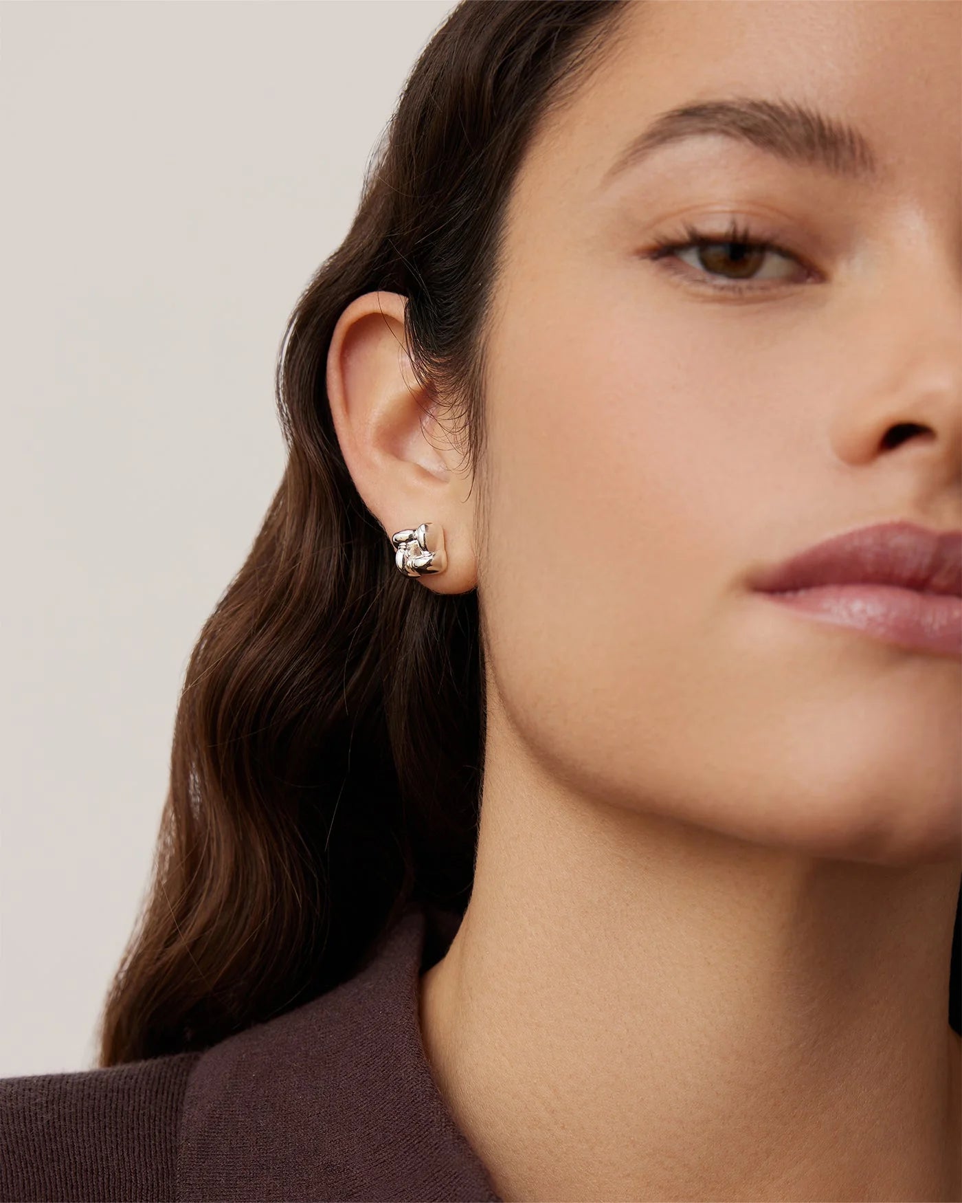 silver small woven earring