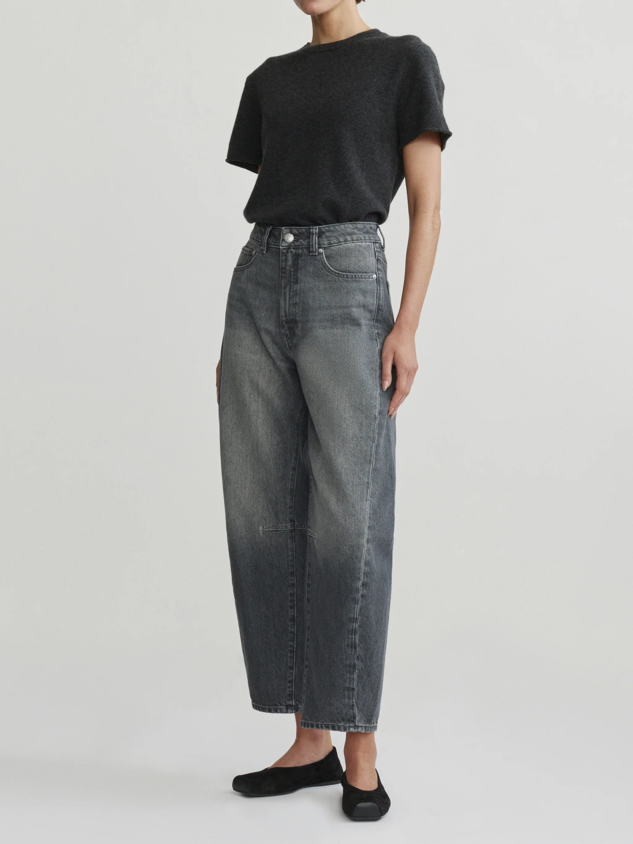 barrel denim pant in grey