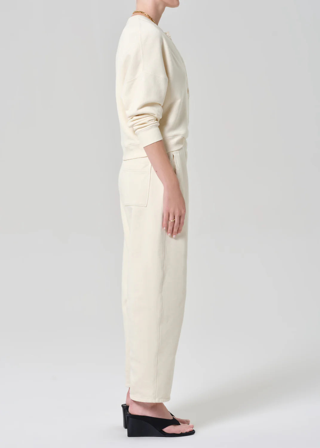 tapered cream sweatpant