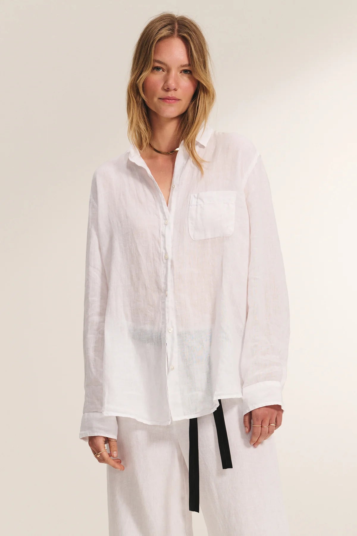 white linen blouse