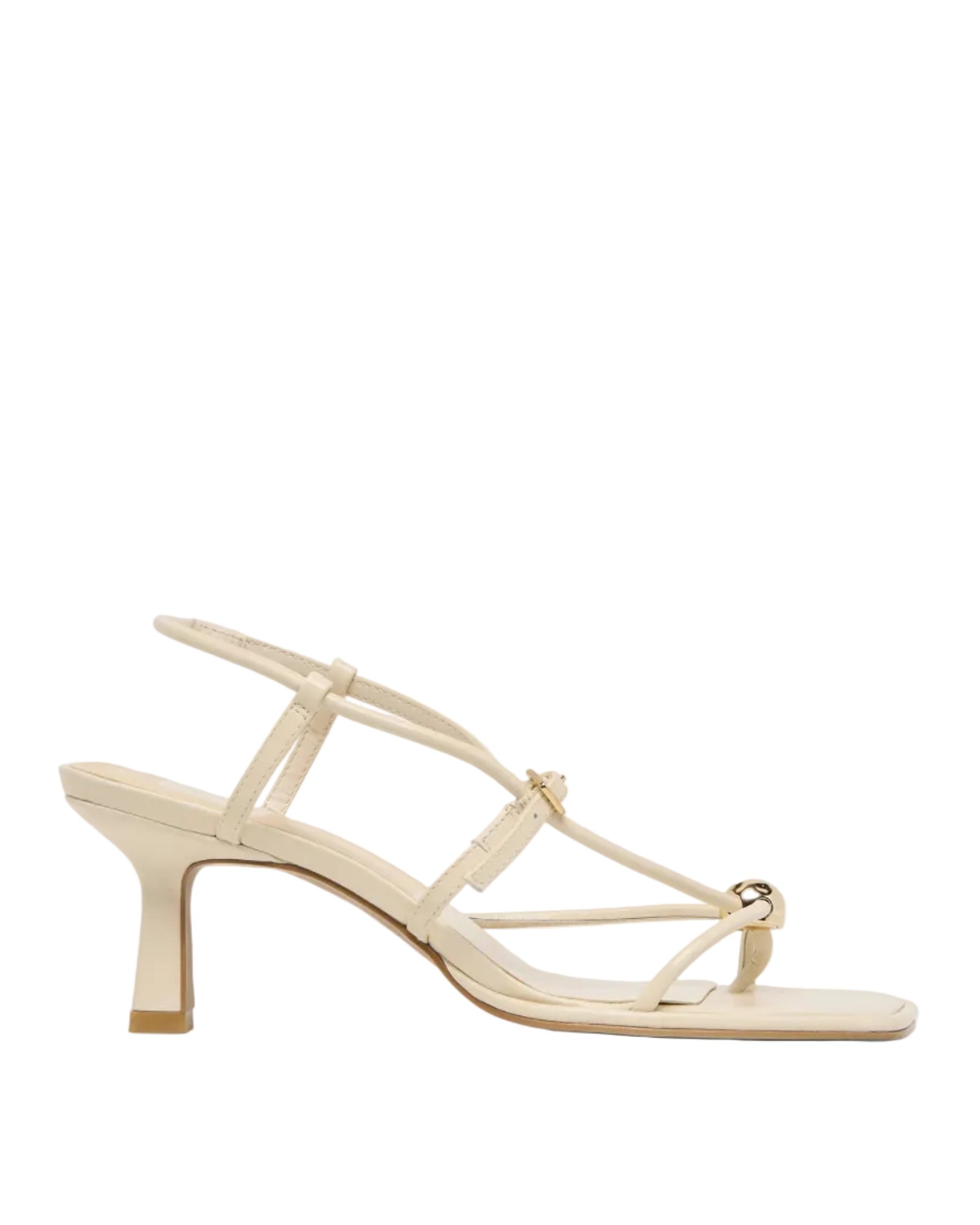 cream leather strappy low heel