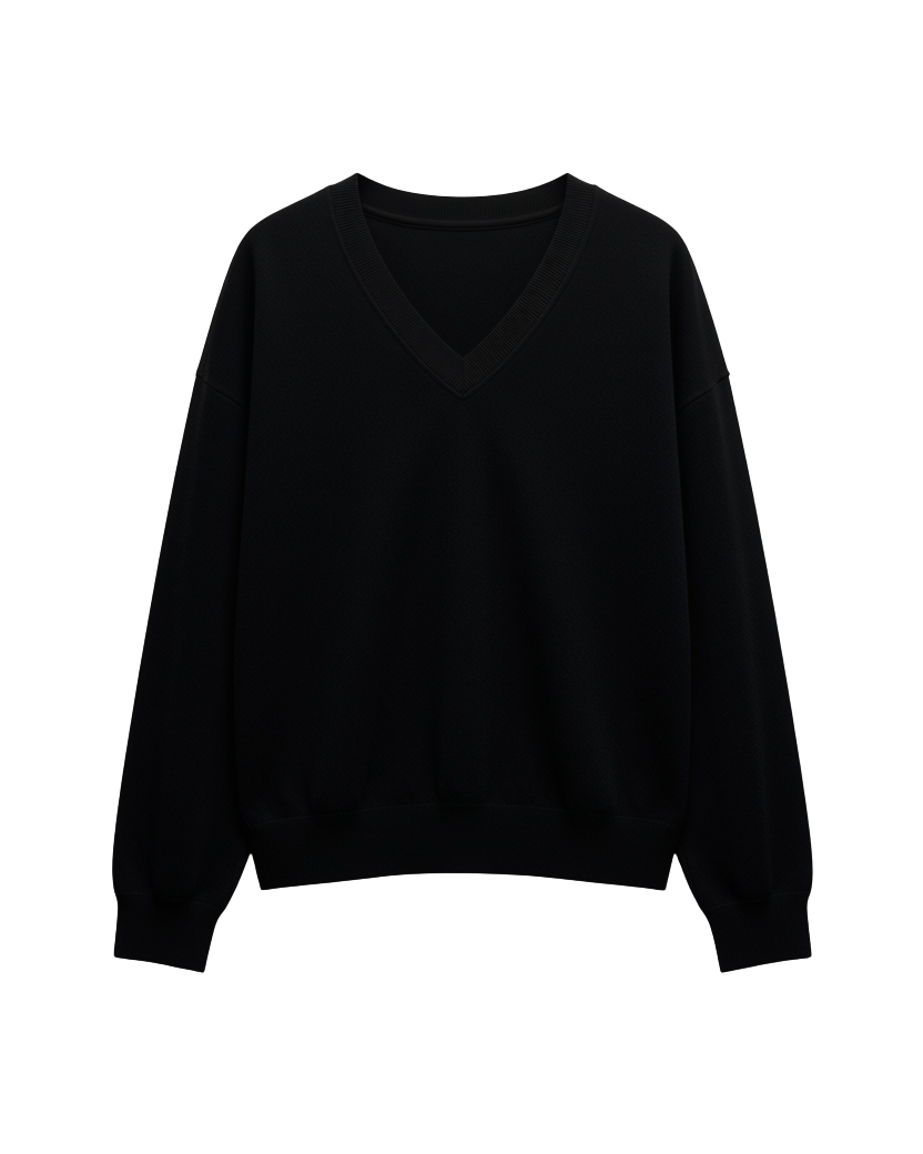 black v-neck sweater