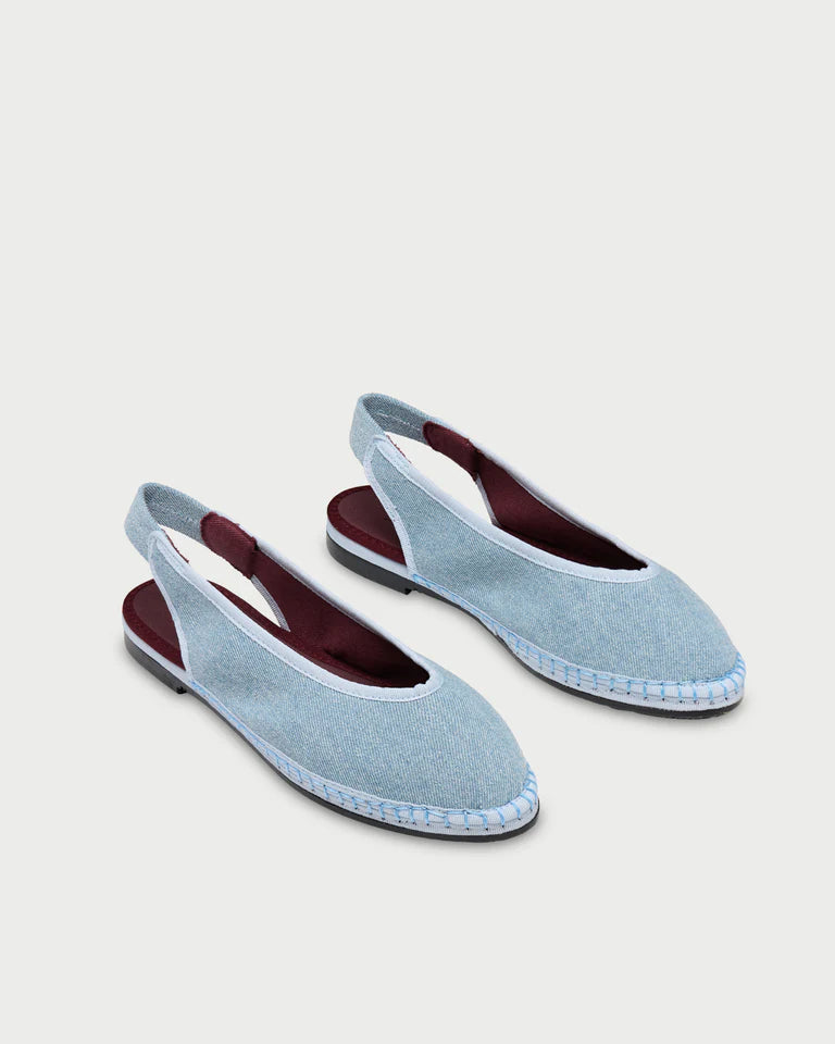 light blue denim flat shoe