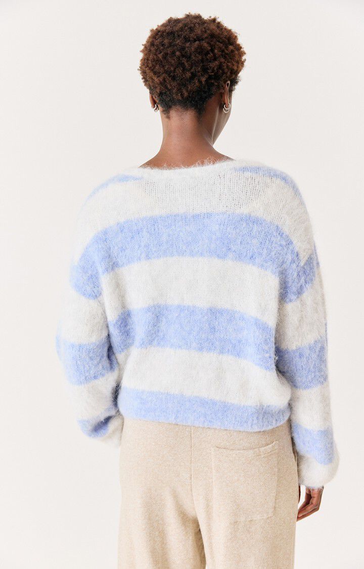 crop stripe sweater in grey and blue