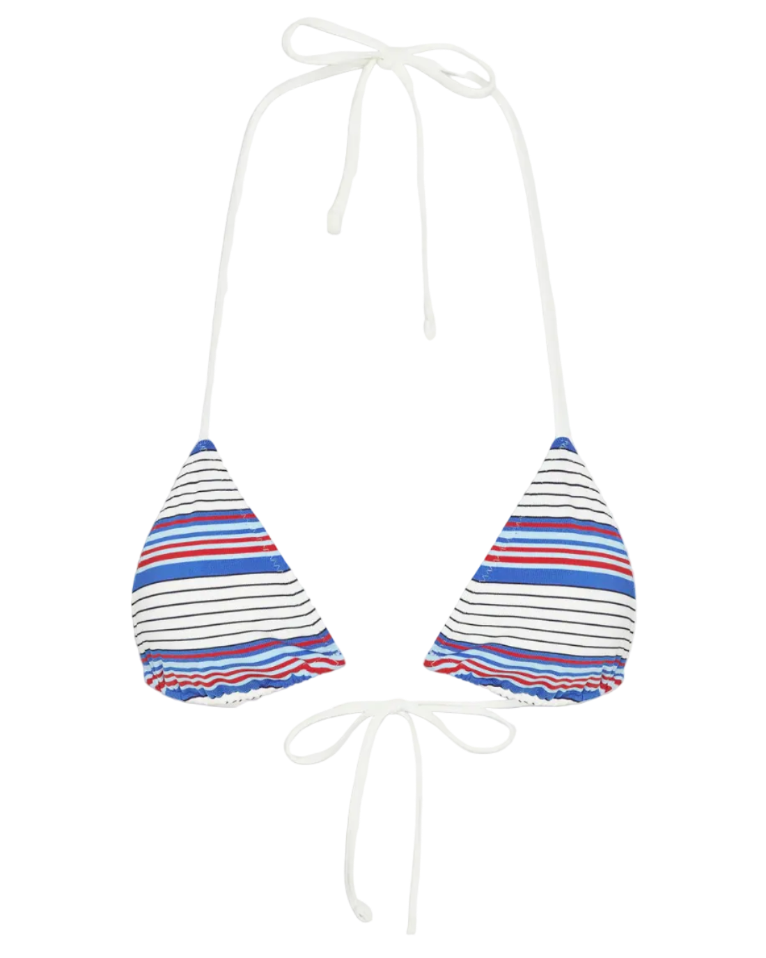 triangle bikini top with white, blue and red stripes