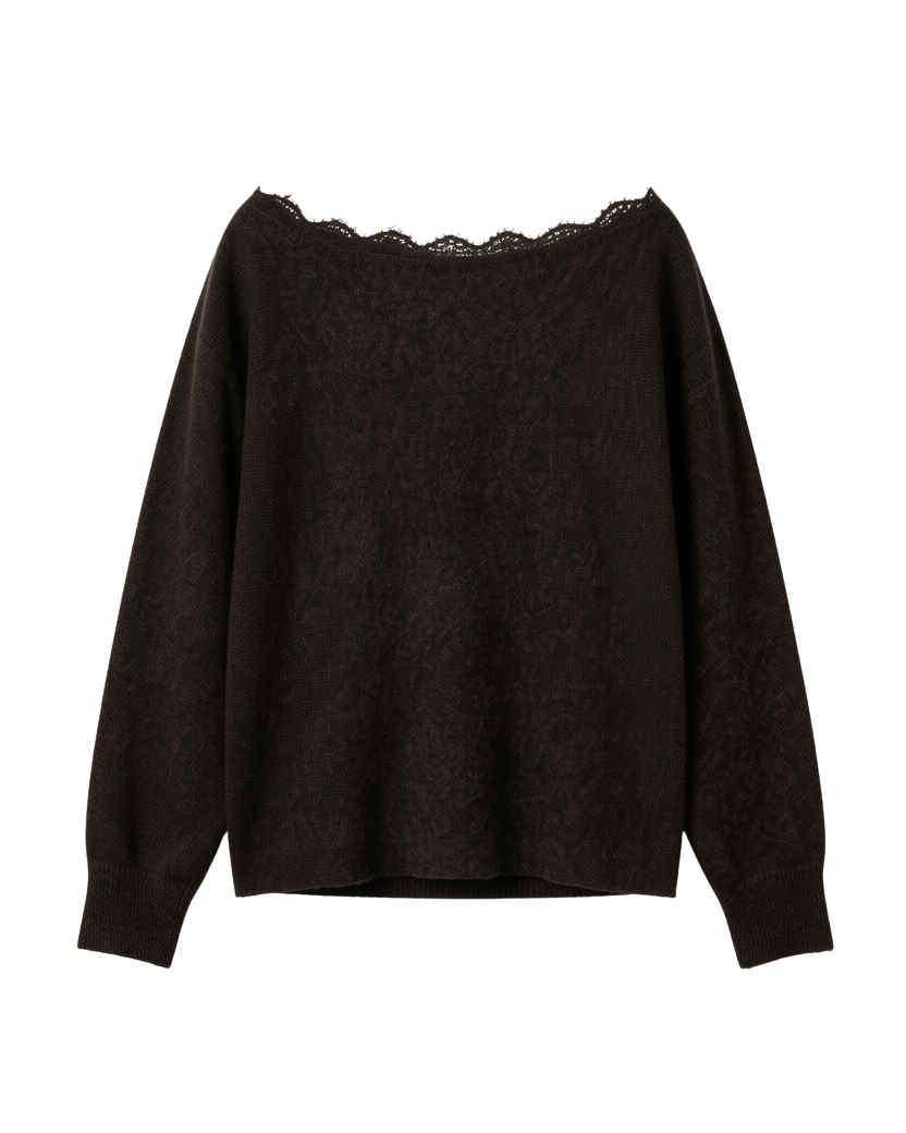 brown knit off the shoulder sweater