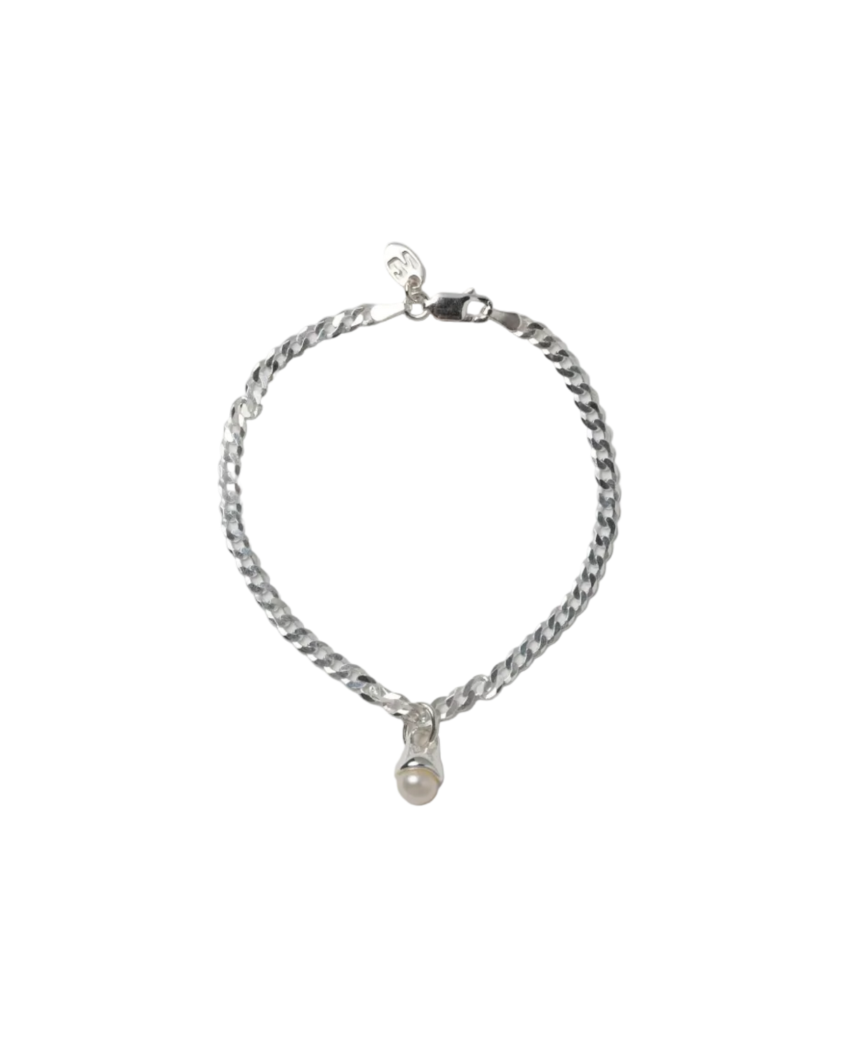 silver bracelet with pearl charm