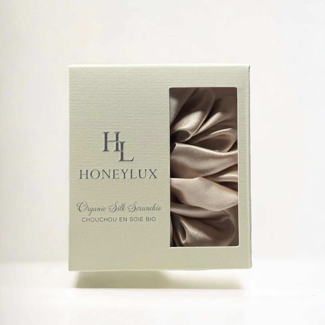 champagne colour silk scrunchie