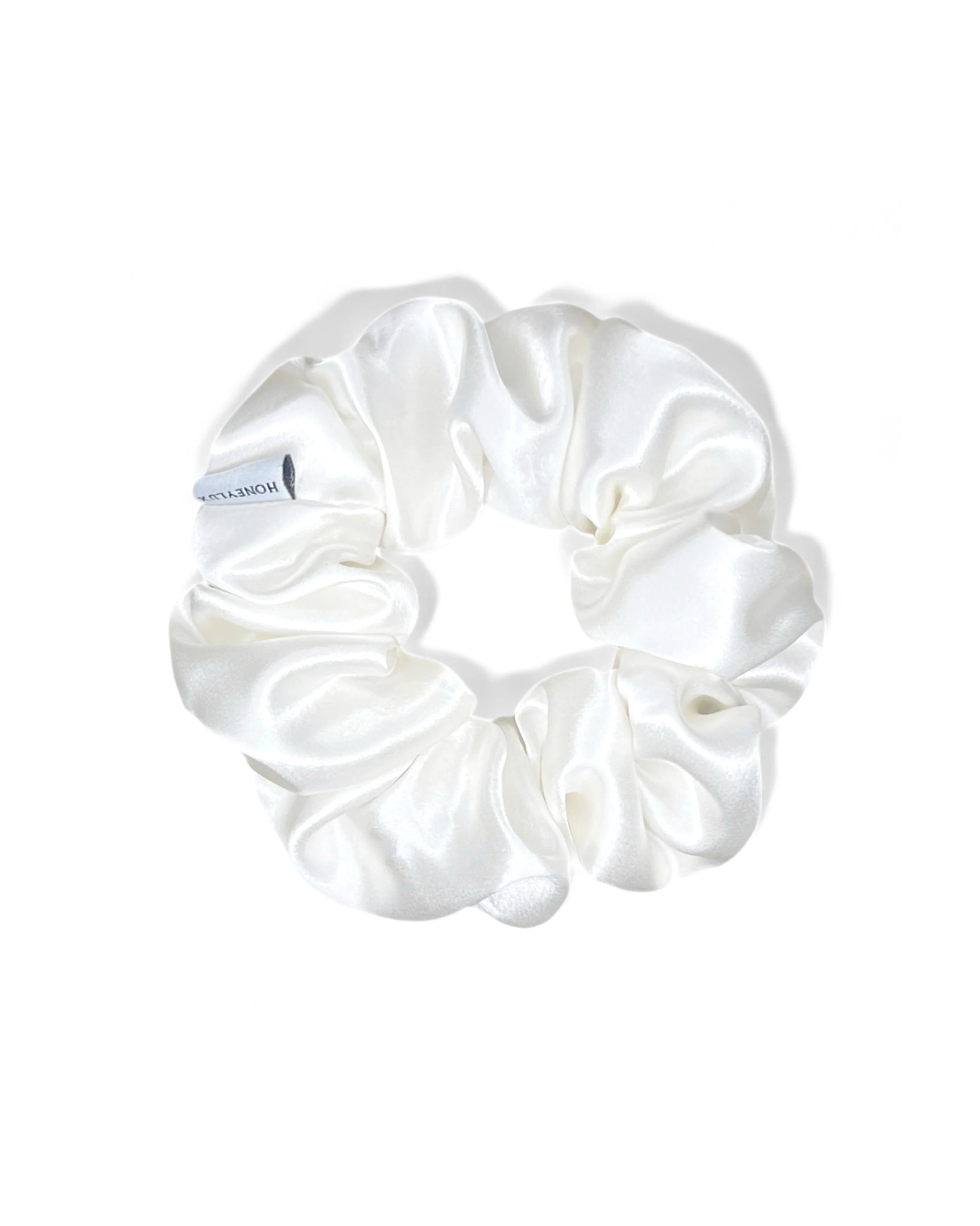 White organic silk hair scrunchie
