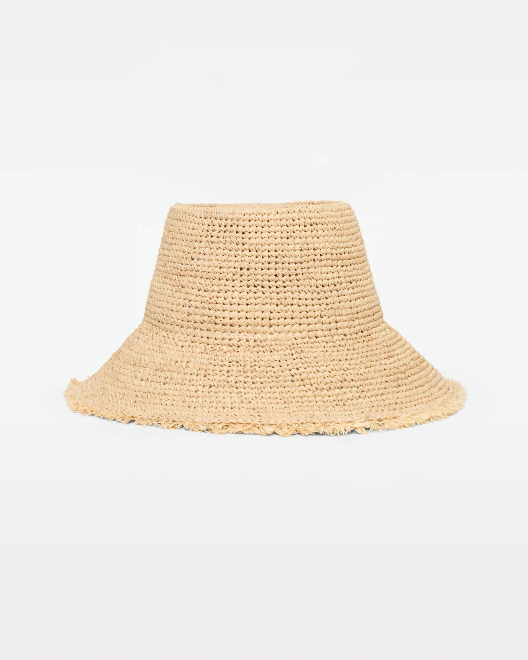 straw bucket hat in beige