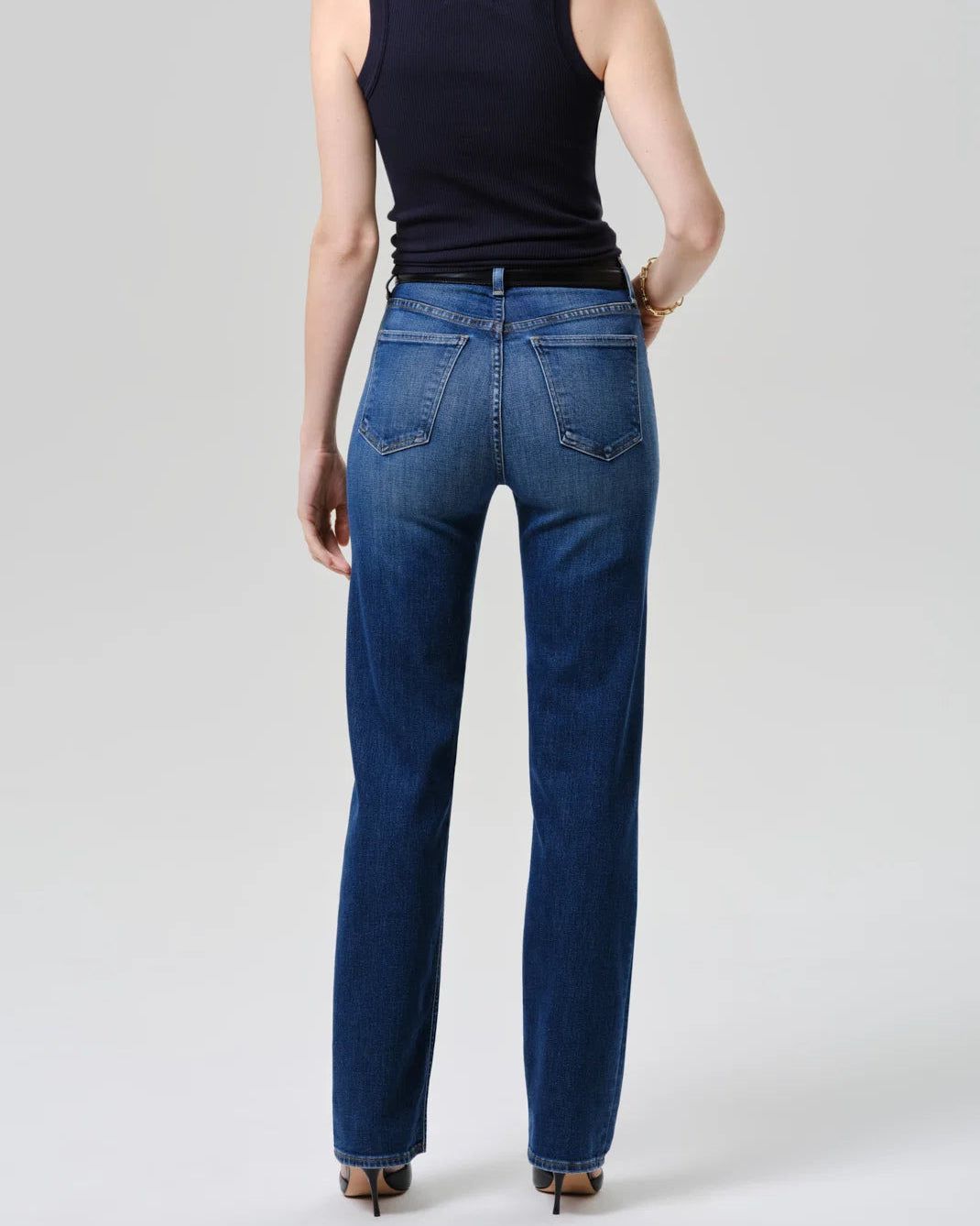 straight leg medium denim pant