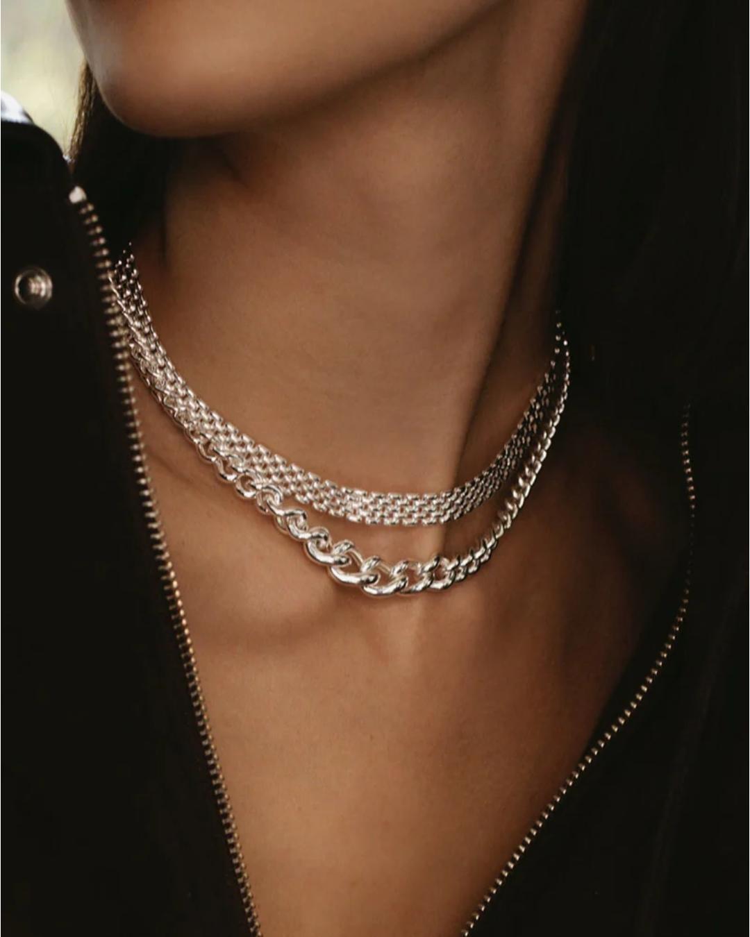 statement link necklace in silver