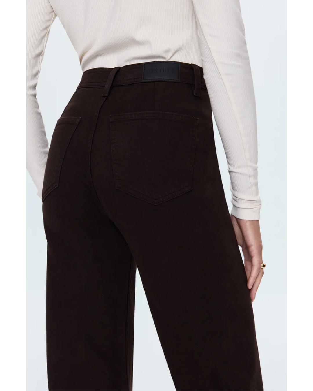 wide leg high rise brown jeans