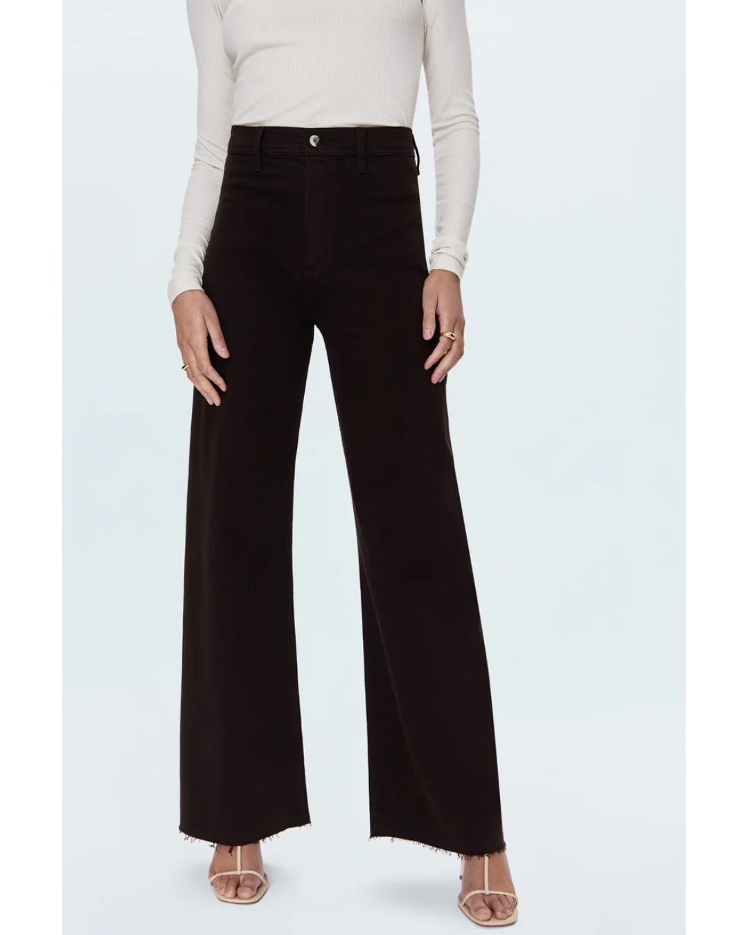 wide leg high rise brown jeans