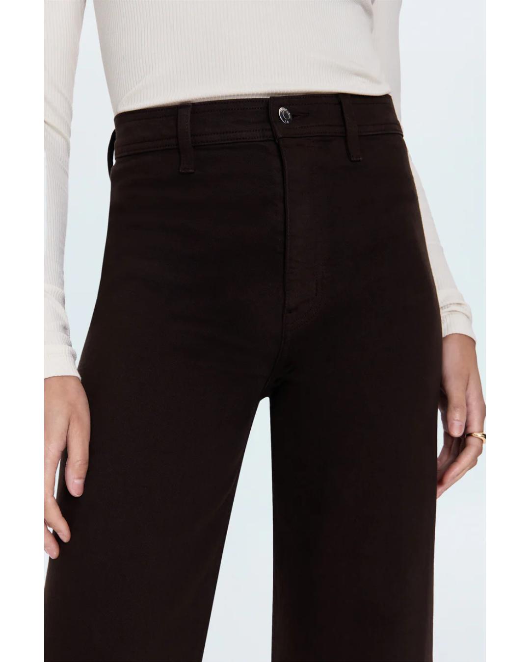 wide leg high rise brown jeans