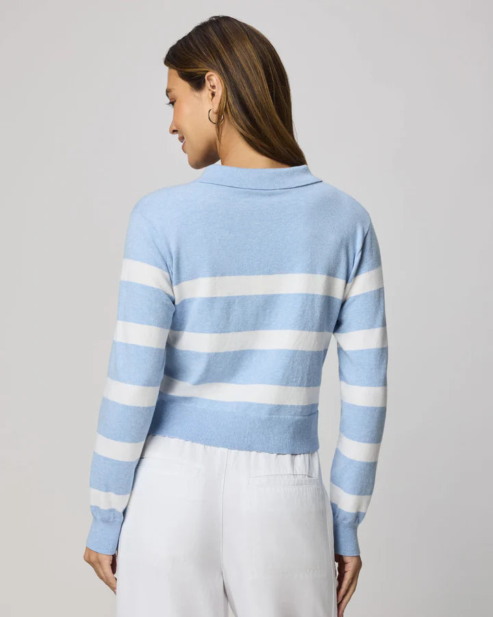 long sleeve light blue and white striped lol sweater