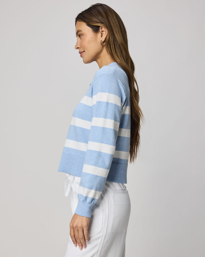 long sleeve light blue and white striped lol sweater