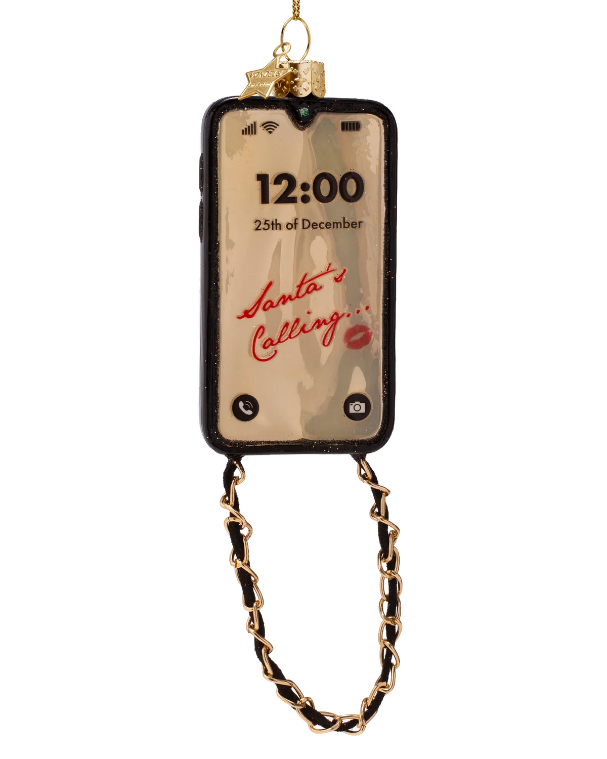 black phone with chain ornament