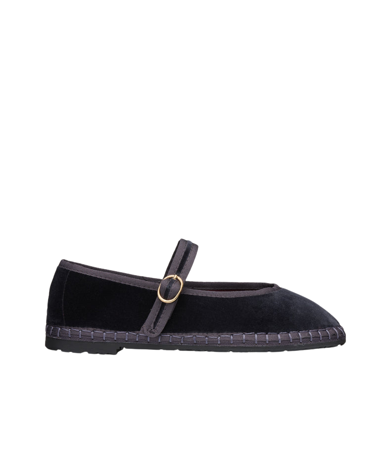 suede black flat shoe