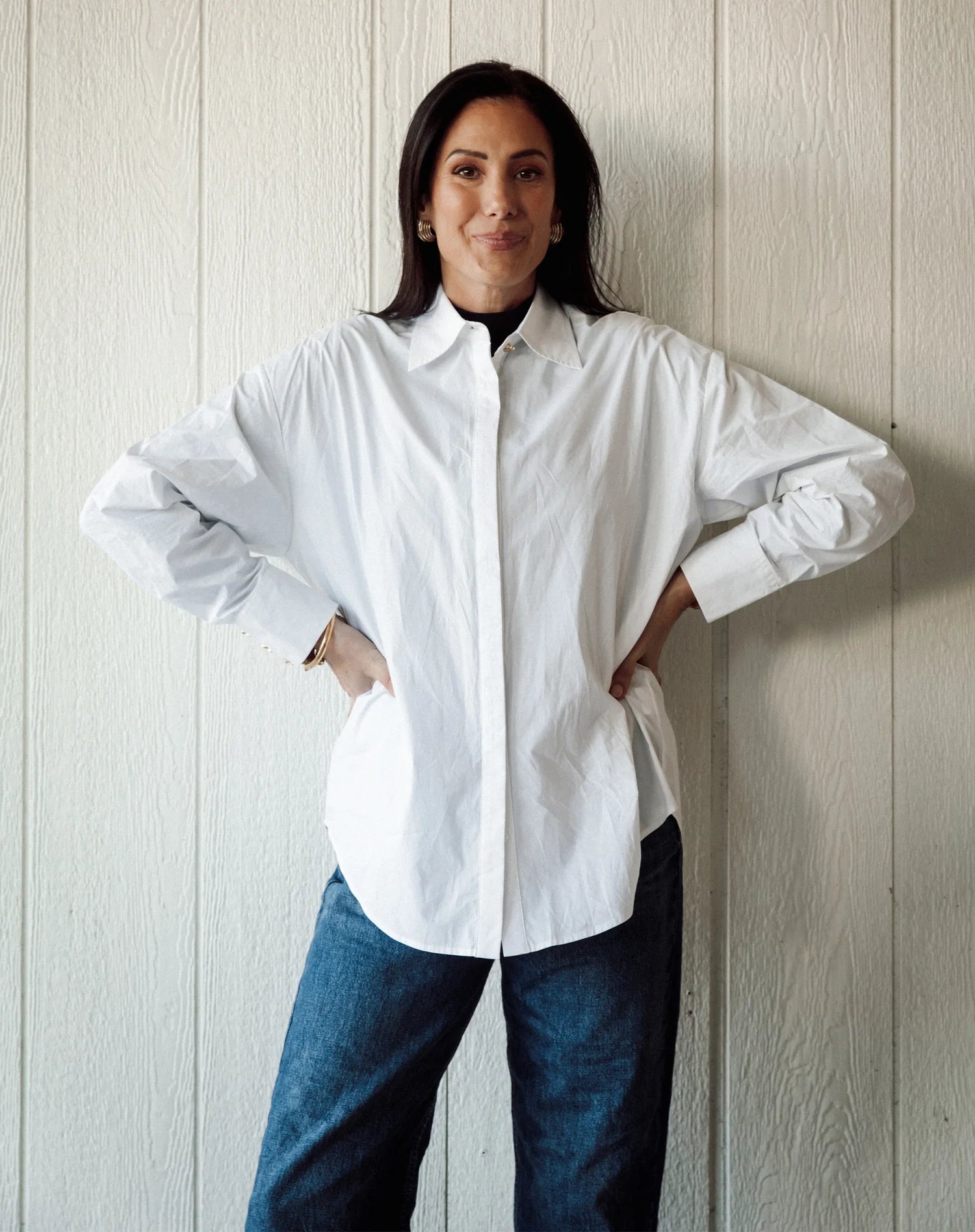 poplin blouse in white