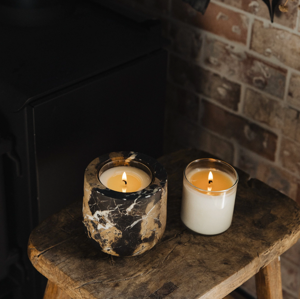 black candle marble vessel