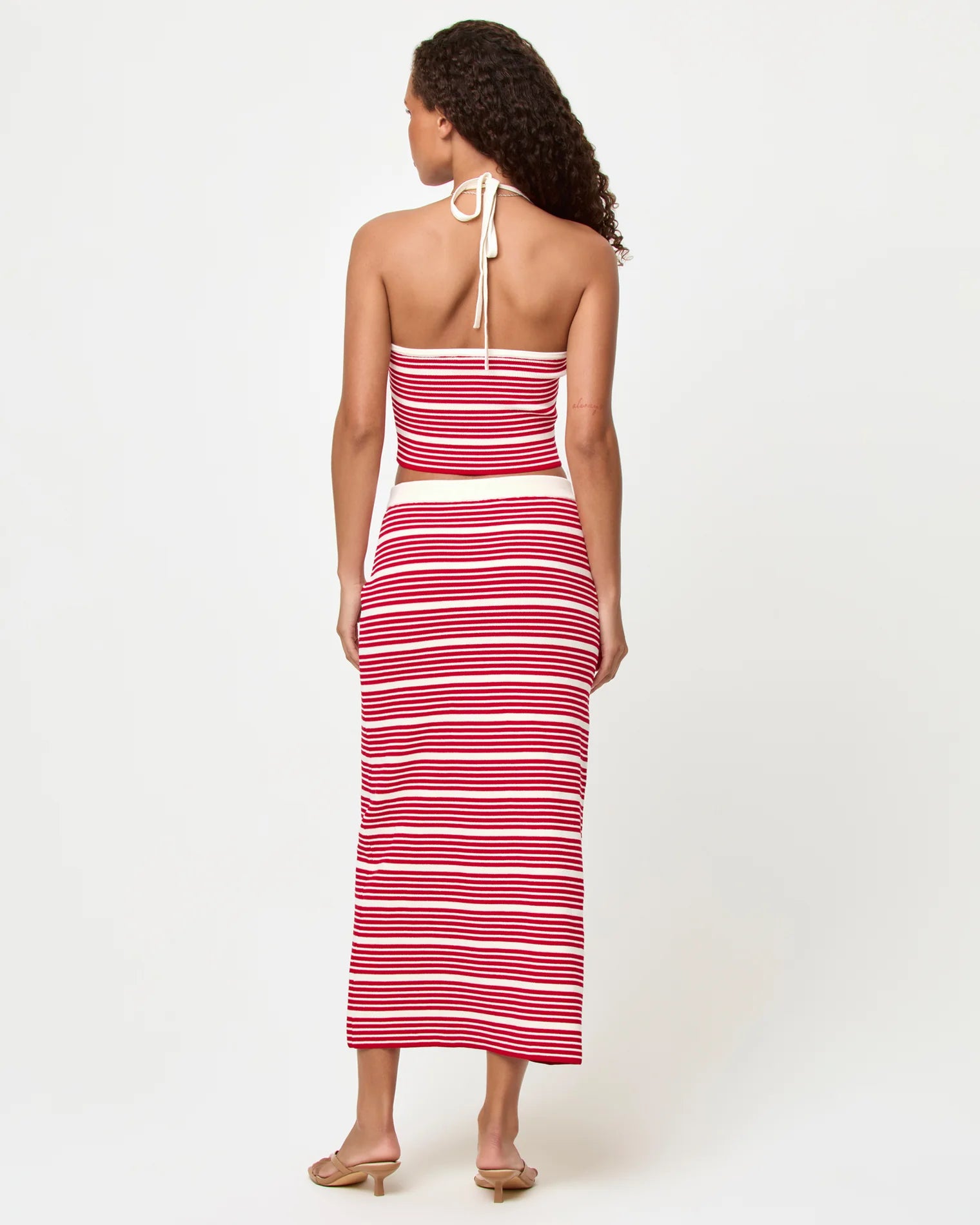 red and white stripe halter tank top