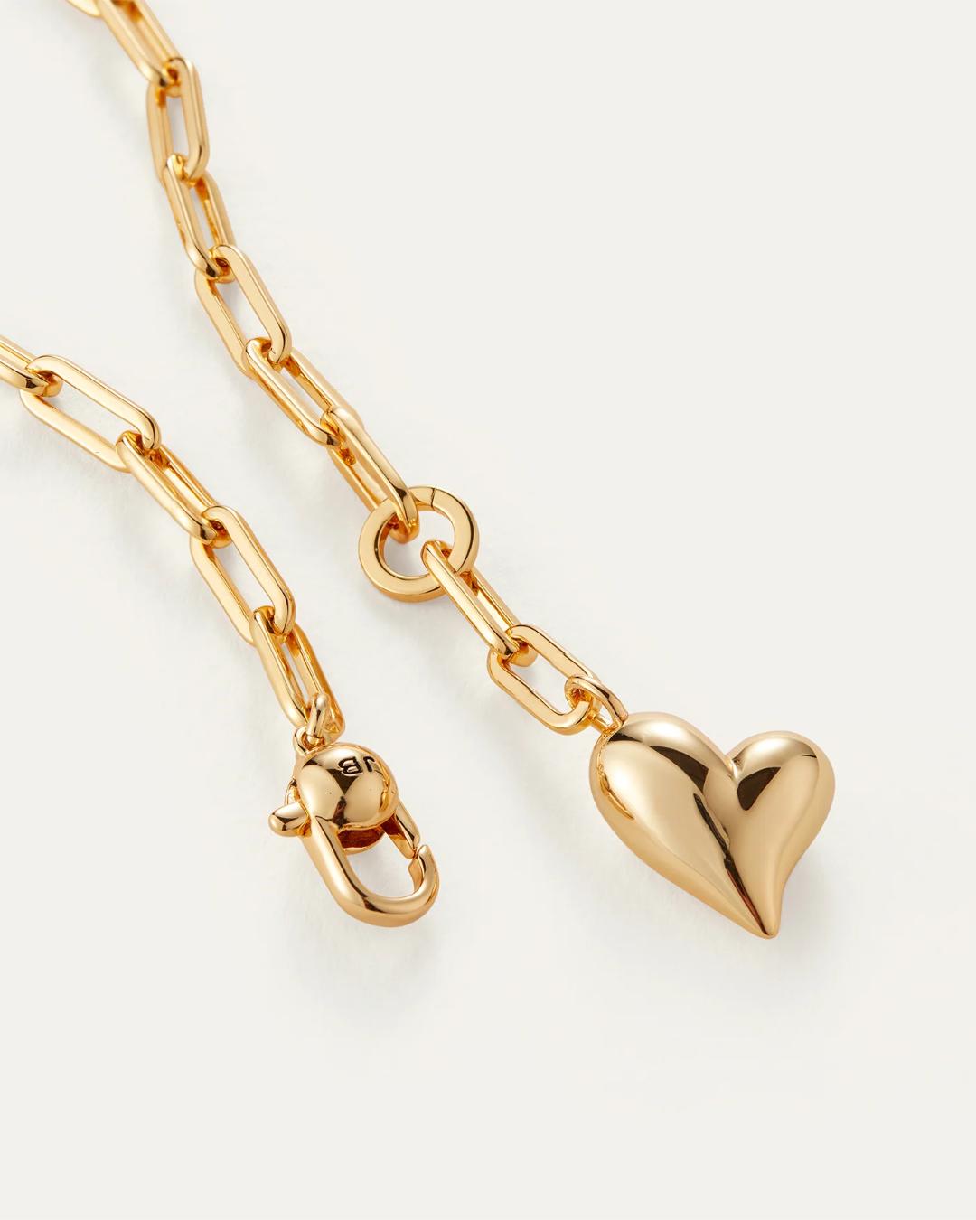 jenny bird statement link necklace with a heart pendant in gold