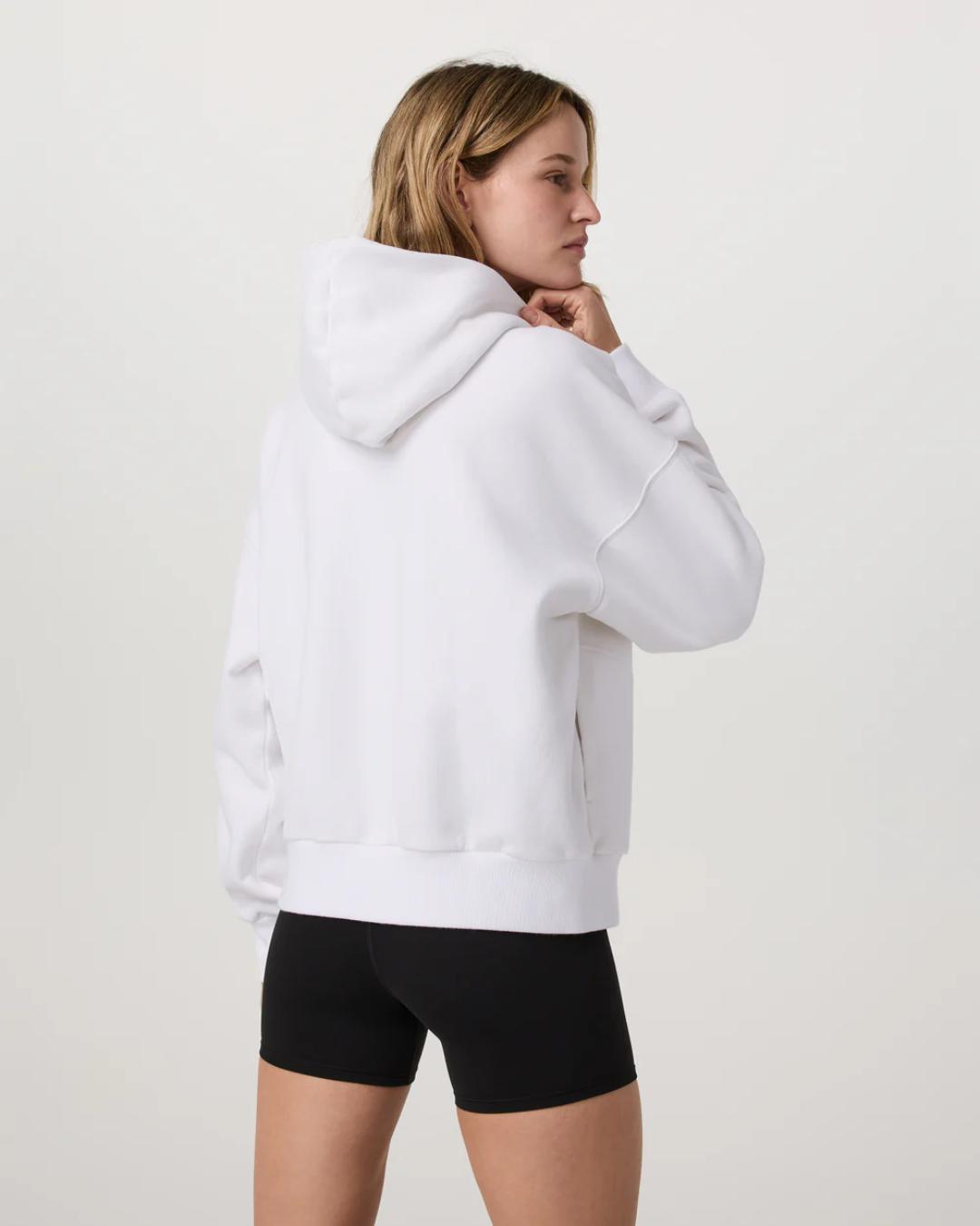 half zip hoodie in white
