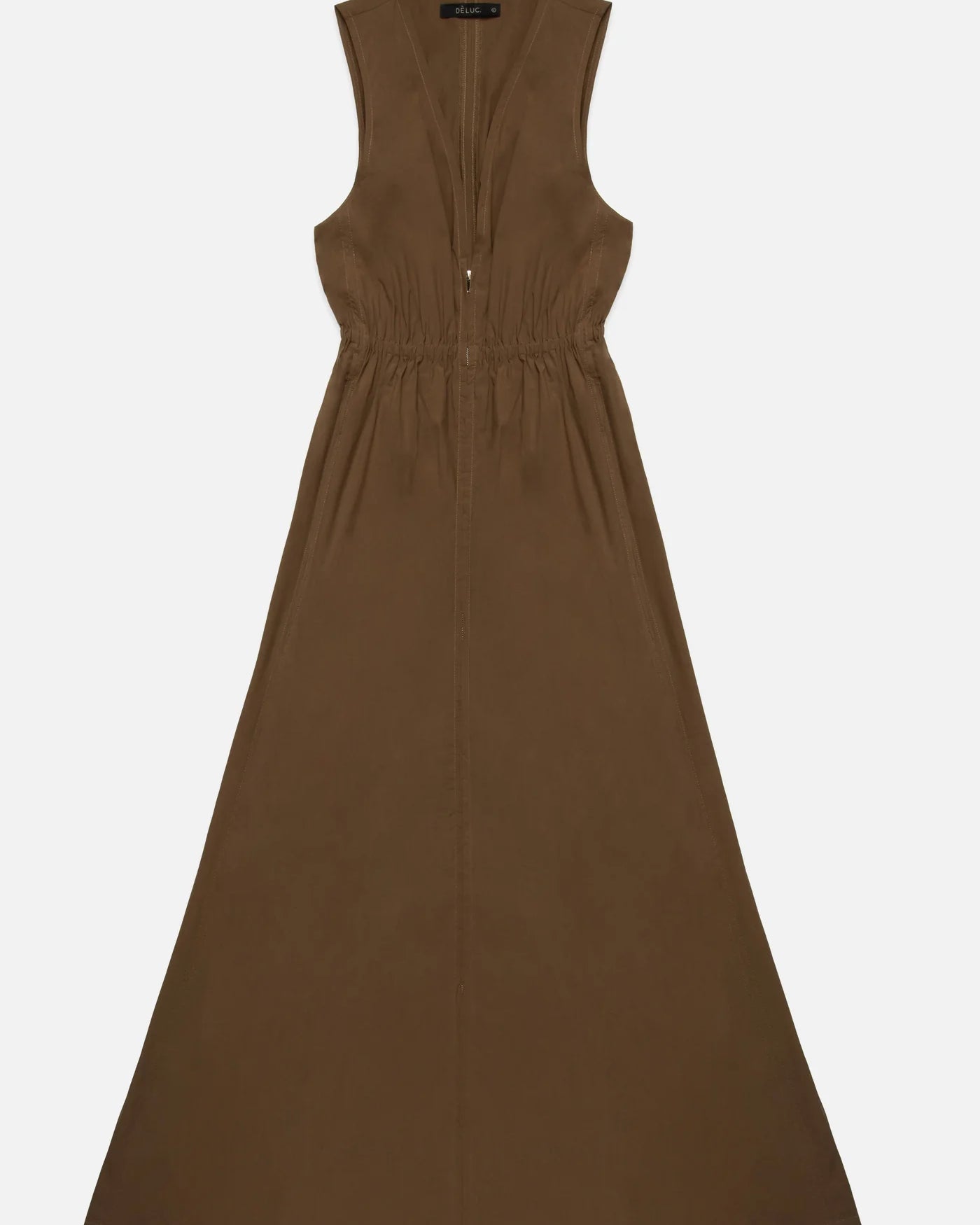 midi sleeveless dress in brown